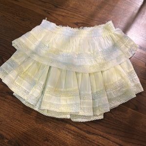 love shack fancy yellow and blue tie dye skirt!